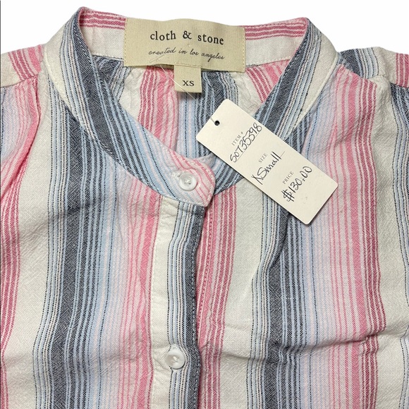 ⚡️SOLD⚡️Anthropologie Dress Striped High Low Tunic Shirtdress Cloth & Stone Pink - Picture 7 of 14